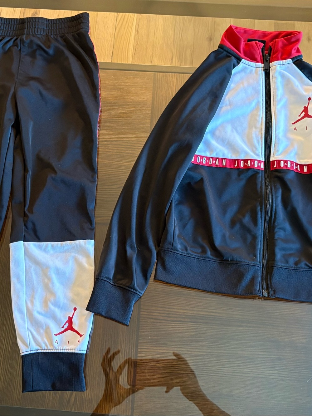 Nike Jordan Black/White/Red Track Jacket & Pants Set size 6